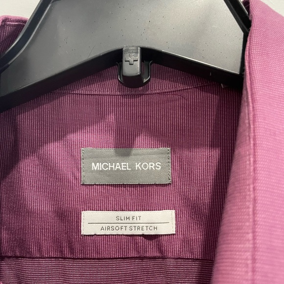 Michael Kors slim fit plum dress shirt xl 17 1/2 32/33 non iron - Picture 3 of 5